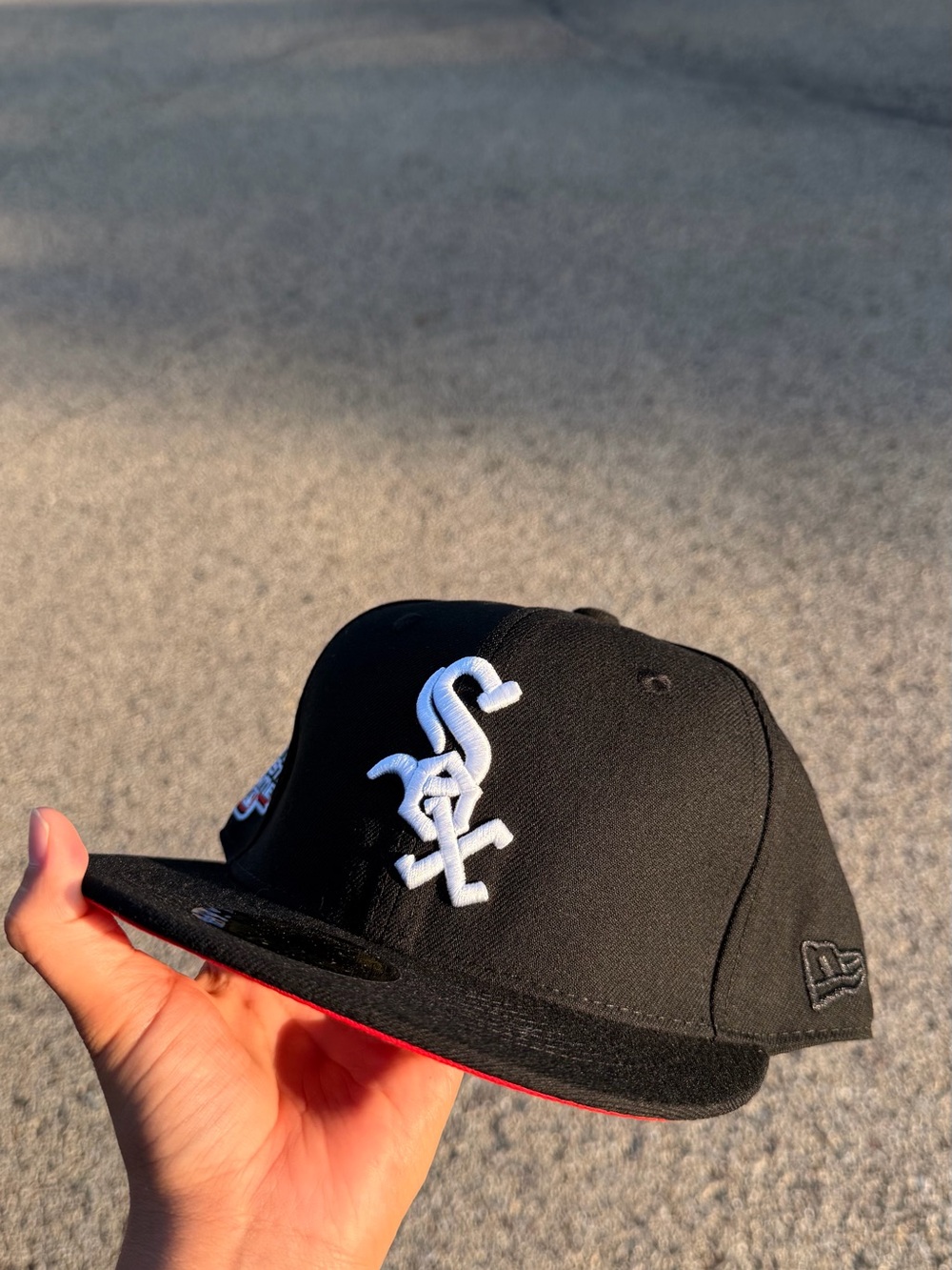 New Era Black and White Chicago White Sox Fitted Cap with Red Undervisor